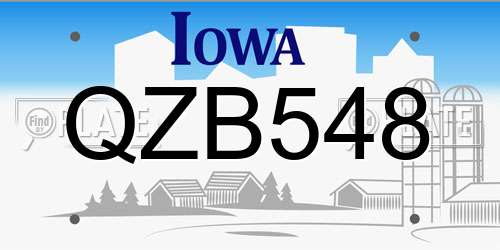 QZB548 Iowa License Plate