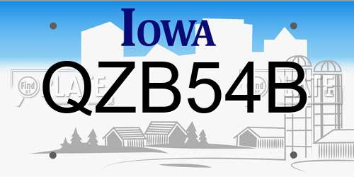 QZB54B Iowa License Plate