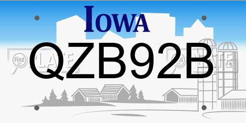 QZB92B Iowa License Plate