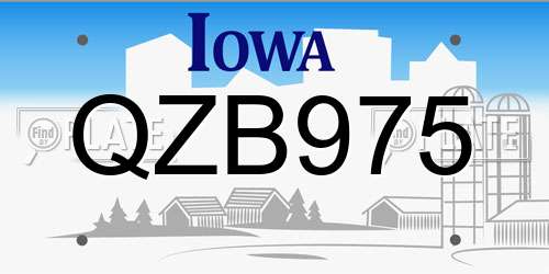 QZB975 Iowa License Plate