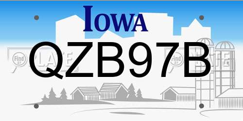 QZB97B Iowa License Plate
