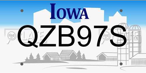 QZB97S Iowa License Plate