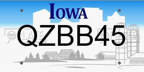 QZBB45 Iowa License Plate