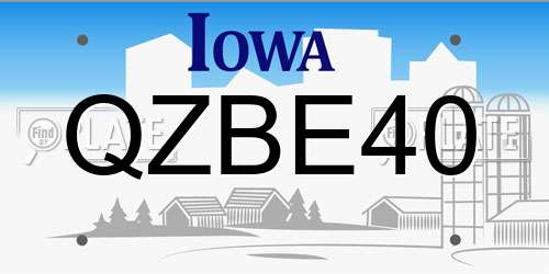 QZBE40 Iowa License Plate