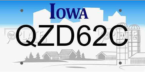 QZD62C Iowa License Plate