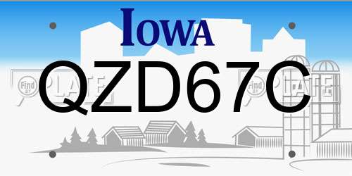 QZD67C Iowa License Plate