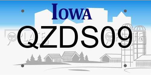 QZDS09 Iowa License Plate