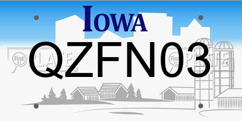 QZFN03 Iowa License Plate