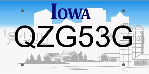 QZG53G Iowa License Plate
