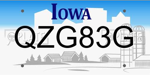 QZG83G Iowa License Plate