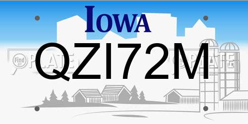 QZI72M Iowa License Plate
