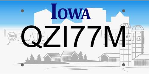 QZI77M Iowa License Plate