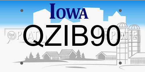 QZIB90 Iowa License Plate