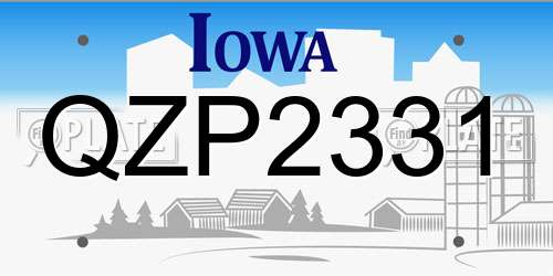 QZP2331 Iowa License Plate