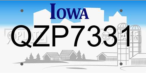 QZP7331 Iowa License Plate