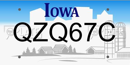 QZQ67C Iowa License Plate