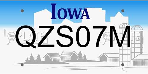 QZS07M Iowa License Plate