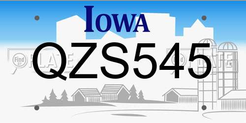 QZS545 Iowa License Plate