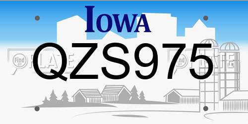 QZS975 Iowa License Plate