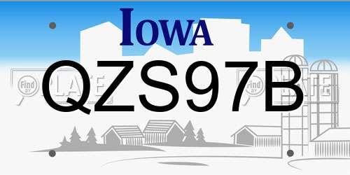 QZS97B Iowa License Plate