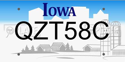 QZT58C Iowa License Plate
