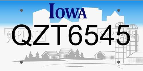 QZT6545 Iowa License Plate