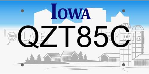 QZT85C Iowa License Plate