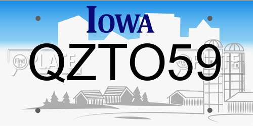 QZTO59 Iowa License Plate