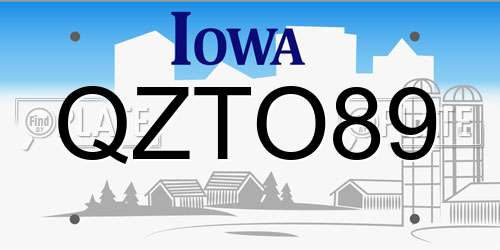 QZTO89 Iowa License Plate