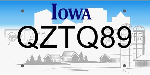 QZTQ89 Iowa License Plate