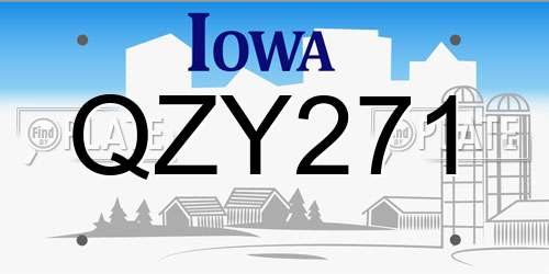 QZY271 Iowa License Plate