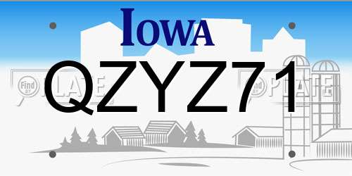 QZYZ71 Iowa License Plate
