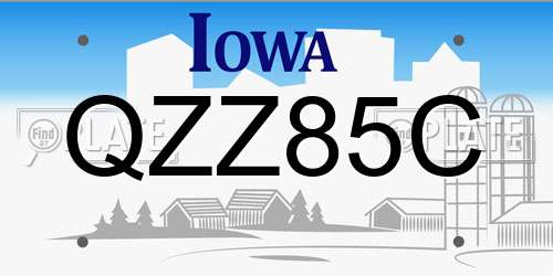 QZZ85C Iowa License Plate
