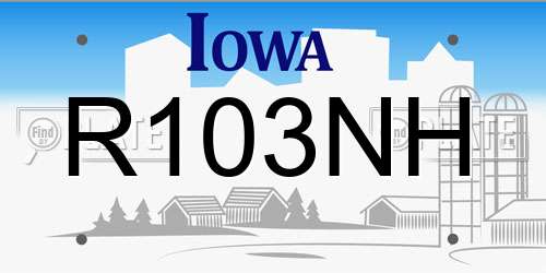 R103NH Iowa License Plate