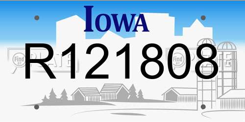 R121808 Iowa License Plate