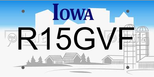 R15GVF Iowa License Plate