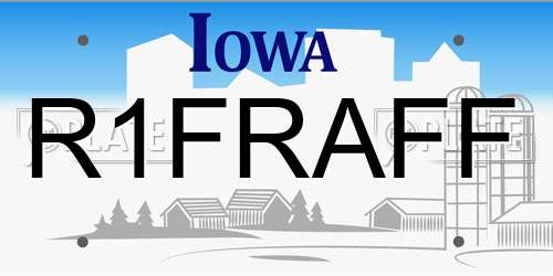 R1FRAFF Iowa License Plate