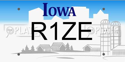 R1ZE Iowa License Plate