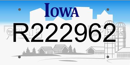 R222962 Iowa License Plate