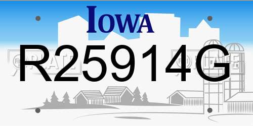 R25914G Iowa License Plate