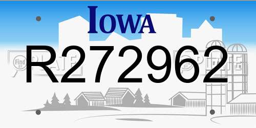 R272962 Iowa License Plate