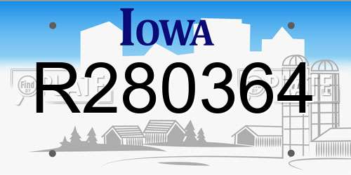 R280364 Iowa License Plate