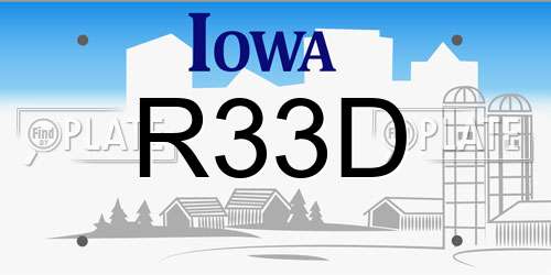 R33D Iowa License Plate