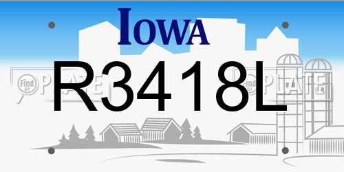 R3418L Iowa License Plate