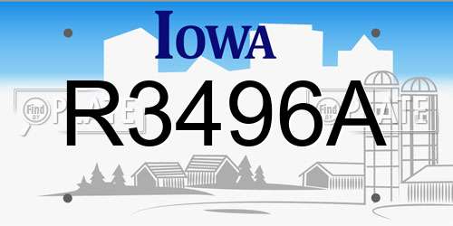 R3496A Iowa License Plate