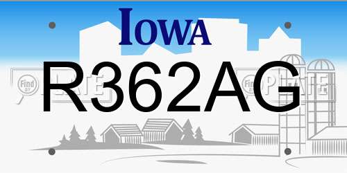 R362AG Iowa License Plate