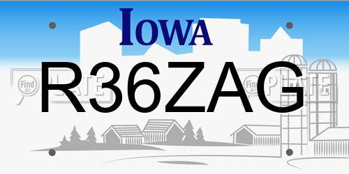 R36ZAG Iowa License Plate