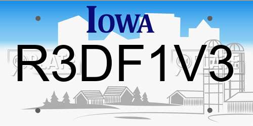 R3DF1V3 Iowa License Plate