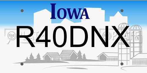 R40DNX Iowa License Plate