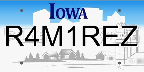 R4M1REZ Iowa License Plate